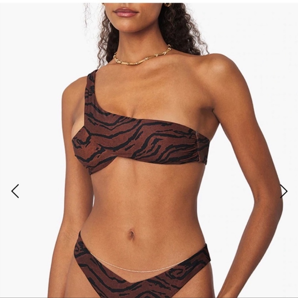 NWT WeWoreWhat Tiger asymmetrical swimsuit top